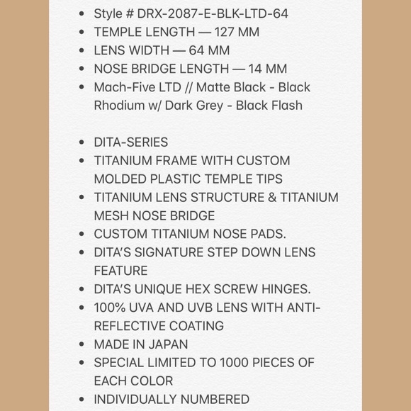 ✨😎✨Dita Mach-Five LIMITED EDITION✨😎✨ - Picture 5 of 7